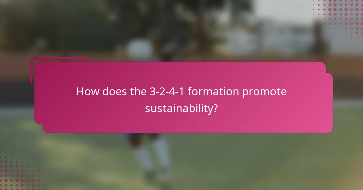 How does the 3-2-4-1 formation promote sustainability?